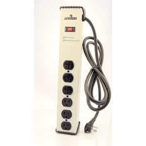 15 Amp Heavy Duty Surge Protected 6-Outlet Power Strip, On/Off Switch, 6 Foot Cord, Beige