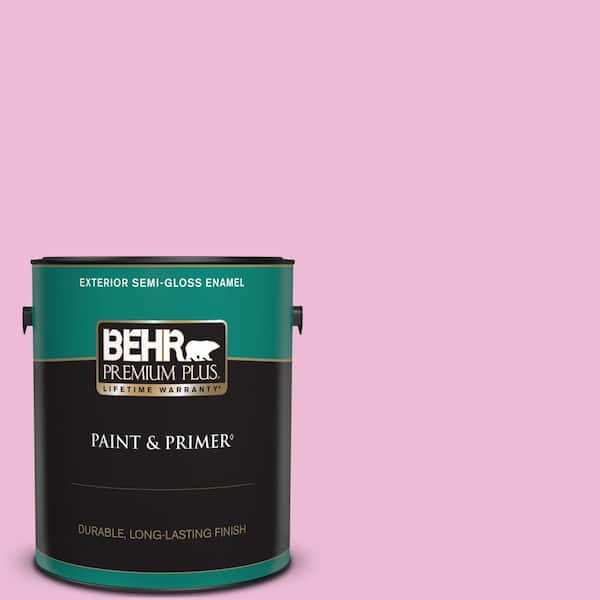BEHR PREMIUM PLUS 1 gal. #690A-3 Sweet Taffy Semi-Gloss Enamel Exterior Paint & Primer