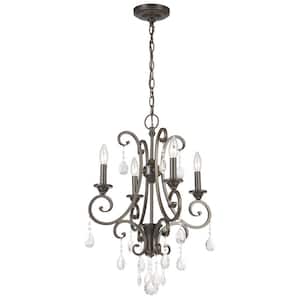 4-Light Oil Rubbed Bronze Crystal Small Chandelier