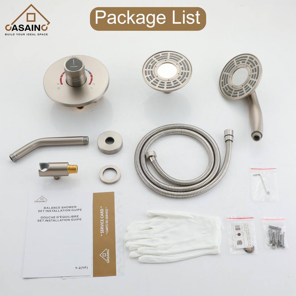 Brushed Nickel Dual-Function Wall Mounted Shower System