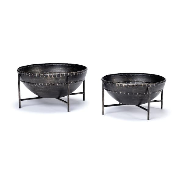 Mercana Cauldron Brown Metal Bowls (Set of 2)