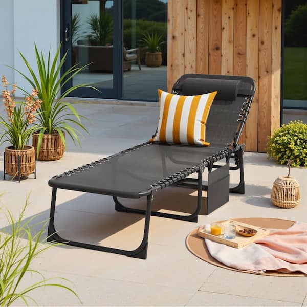 Premium Black Steel Black Cushion Chaise Lounge Premium Black Steel Black Cushion Chaise Lounge