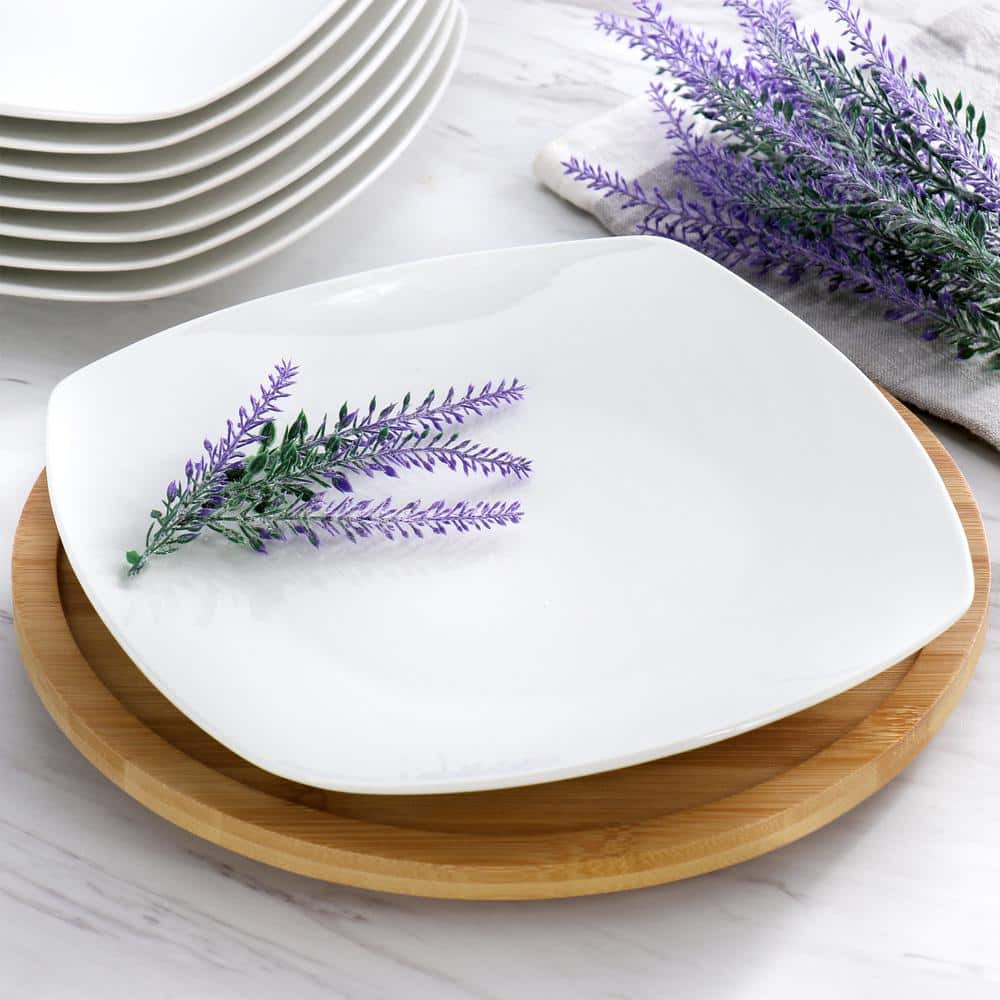 Elama 12-Piece Square Porcelain Dinner Plates - Thumbnail 2