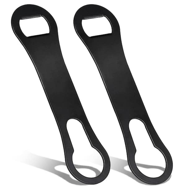 2-Piece Black Stainless Steel Flat Bar Bottle Opener and Pour Spout Remover Set for Home Bar