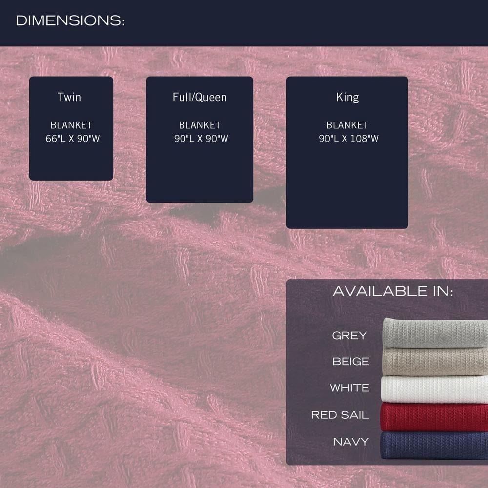 Baird Red Cotton Full Knitted Blanket with Textured Accent