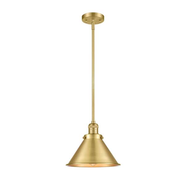 Innovations Briarcliff 1-Light Satin Gold Cone Pendant Light with Satin Gold Metal Shade