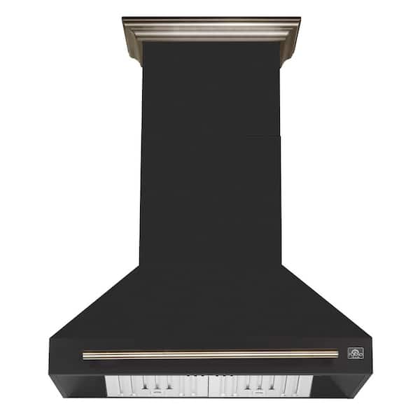 Aria 36 in. Wall-Mounted Range Hood in Black, Ducted 1200 CFM
