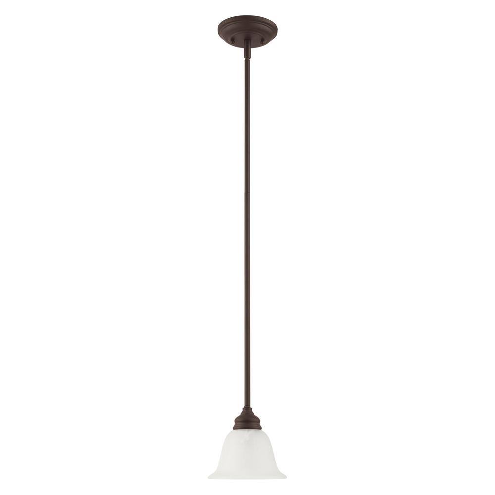 Essex Traditional Bronze Mini Pendant with Alabaster Glass Shade