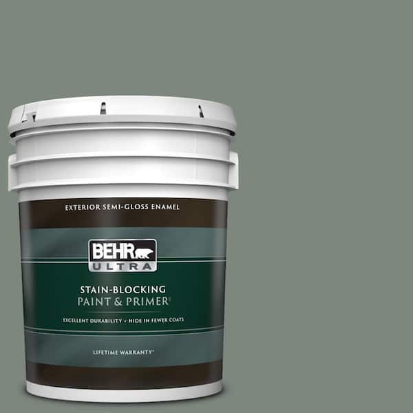 BEHR ULTRA 5 gal. #700F-5 Wild Sage Semi-Gloss Enamel Exterior Paint & Primer