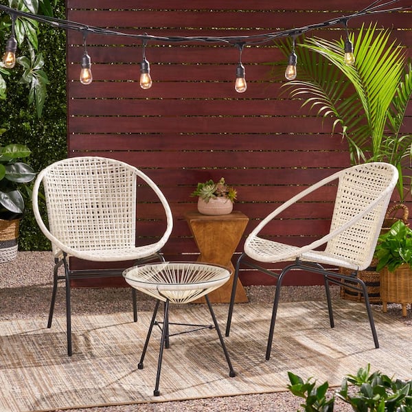 Java Black 3-Piece Metal Outdoor Patio Conversation Seating Set