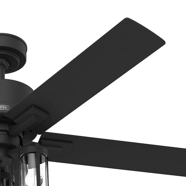 Hunter - Lawndale 52 in. Indoor/Outdoor Matte Black Ceiling Fan with Light Kit Included