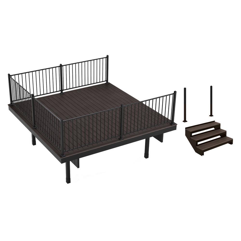 FORTRESS Infinity IS Freestanding 12 ft. x 12 ft. Tiger Cove Brown Composite Deck 3 Step Stair