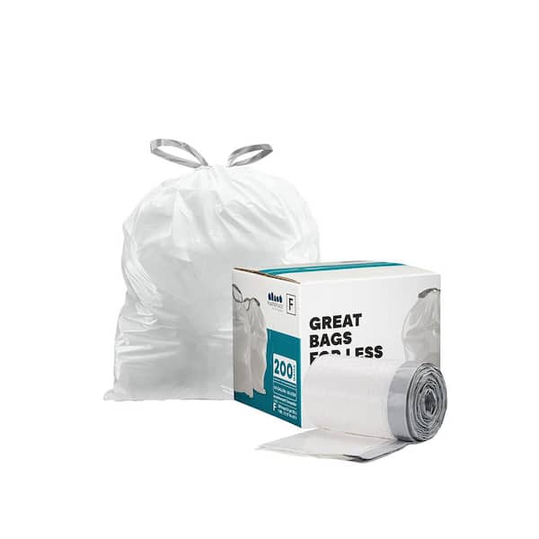 8 Gallon Code G Heavy Duty Drawstring Trash Bags | 1.2 Mil | White Garbage Can Liners 8 Gallon / 30 Liter (50 Count) Compatible with simplehuman