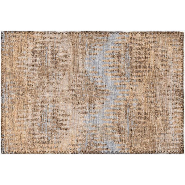 Addison Rugs Bravado Beige 1 ft. 8 in. x 2 ft. 6 in. Geometric Indoor/Outdoor Washable Area Rug