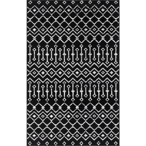 Moroccan Trellis Black 8 ft. x 10 ft. Area Rug