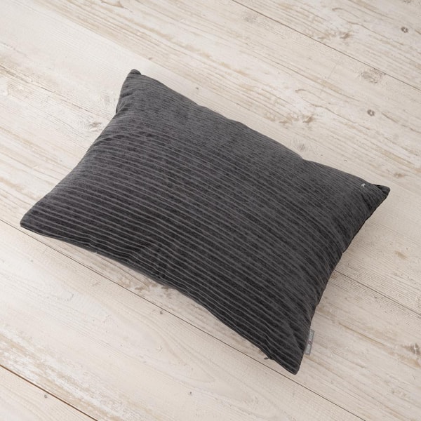 Teddy Sherpalux Oblong Throw Pillow - Charcoal Grey - 12 in