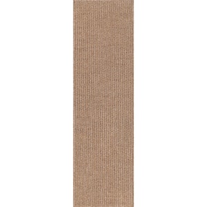 Natural 2 ft. x 7 ft. Wooly Easy Jute Washable Indoor Outdoor Area Rug