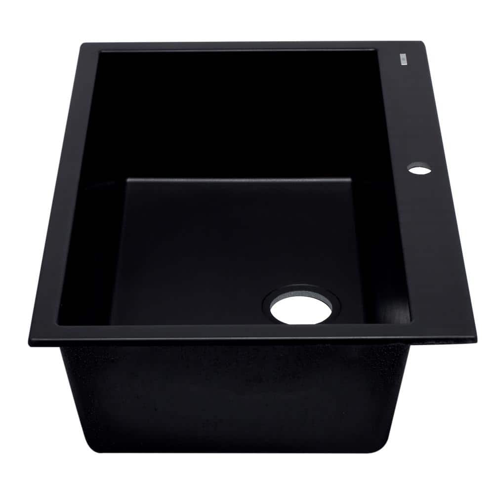 33'' Black Granite Single Bowl Drop-In Kitchen Sink