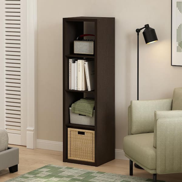 Furinno Cubicle 57.95 in. Tall Dark Oak Wood 4-Shelf Cube