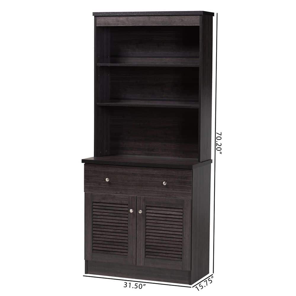 Elegant Dark Espresso Engineered Wood and PU Veneer China Cabinet