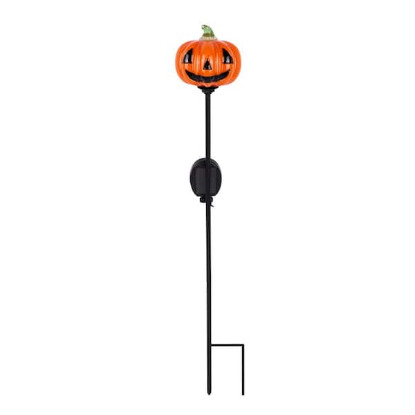 31.5 in. H Solar Short Pumpkin Halloween Yard Stake