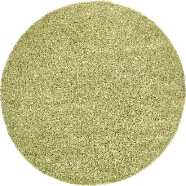 Unique Loom Solo Calabasas Light Green 8' 0 x 8' 0 Round Rug