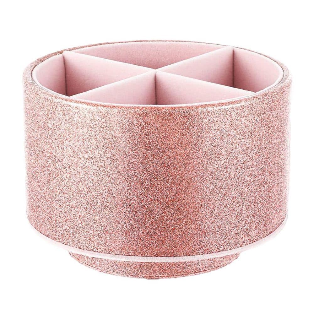 1 Pack Rose Gold Glitter Spinning Pencil Holder Organizer 4 Compartments Multi-Functional Makeup Brush Cup Desk price history on PriceWatchPro