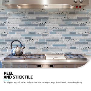 12 in. x 12 in. x 0.06 in. Vinyl Azure Grey Peel and Stick Backsplash Tile for Kitchen/Bathroom (10-Tiles/Pack)