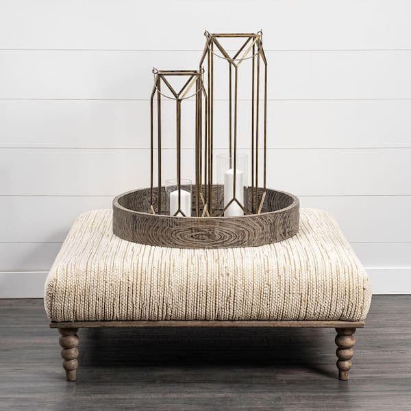 Ivy 36 in. x 10.2 in. Gold Metal Geometric Lantern with Candle (1-Pack)