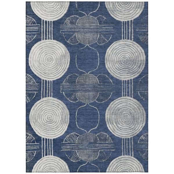 Chantille Machine Washable Indoor/Outdoor Abstract ACN3064 Navy 9 ft. x 12 ft. Area Rug
