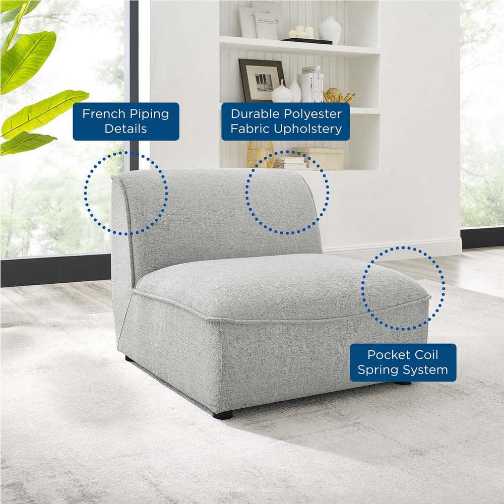 Comprise Light Gray Velvet Armless Lounge Chair