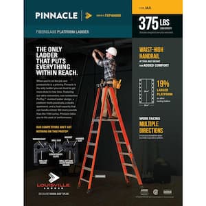 12 ft. Fiberglass Pinnacle PRO Platform Ladder with 375 lbs. Load Capacity Type IAA Duty Rating