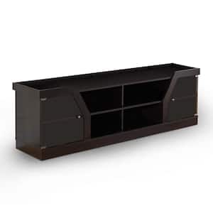 Olenve 71 in. Espresso Particle Board TV Stand Fits TVs Up to 80 in. with Storage Doors