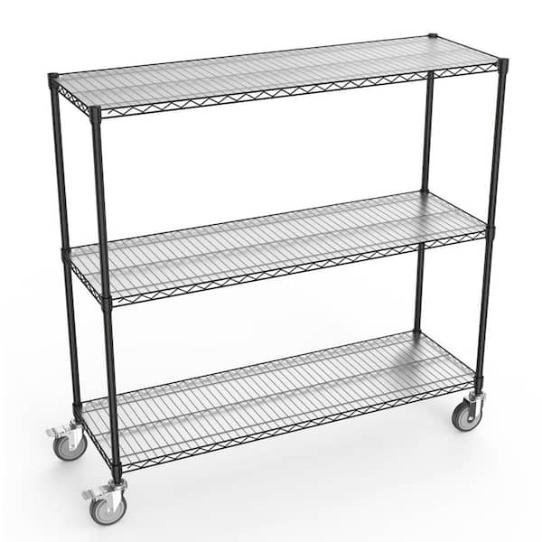 Tileon 3 Tier Shelf Wire Shelving Unit, 3000LBS Adjustable Metal Heavy Duty for Bathroom, Living Room, Kitchen-Black