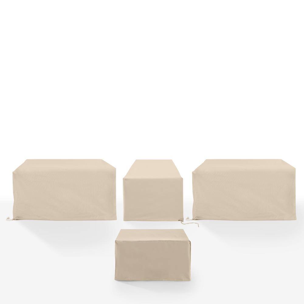 Tan Heavy-Duty Vinyl Outdoor Furniture Cover Set