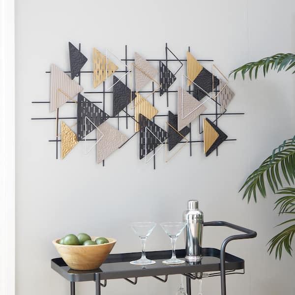 21 in. x 42 in. Black Metal Contemporary Wall Decor