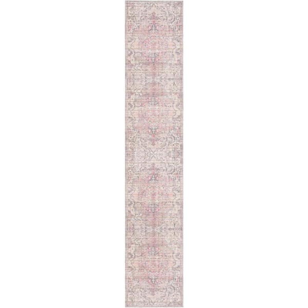 Nostalgia Meknes Beige Pink 2 ft. 7 in. x 14 ft. Runnner Machine Washable Area Rug