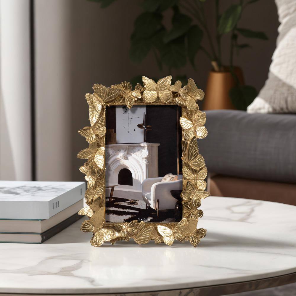 Elegant Gold Polyresin Butterfly 4x6 Photo Frame