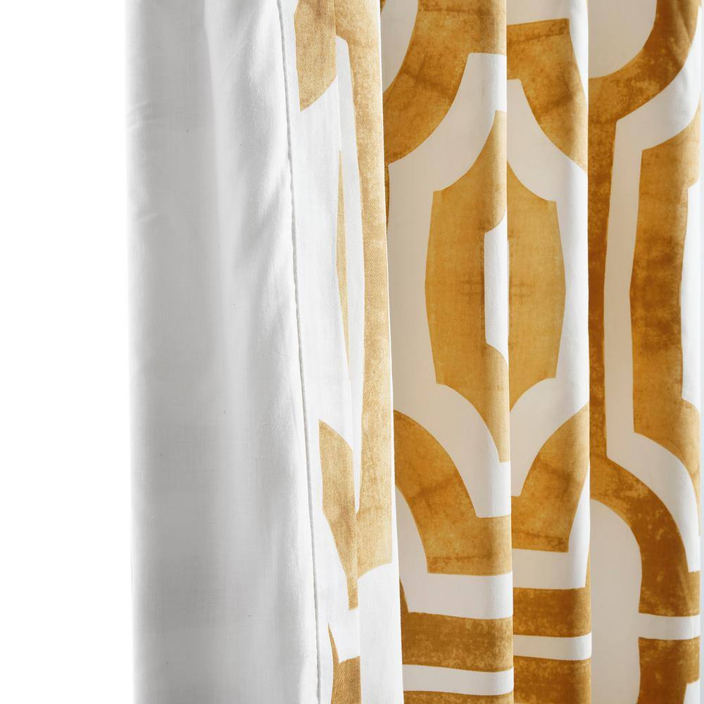 Gold Geometric Cotton Room-Darkening Curtain Panel, 96 Inches