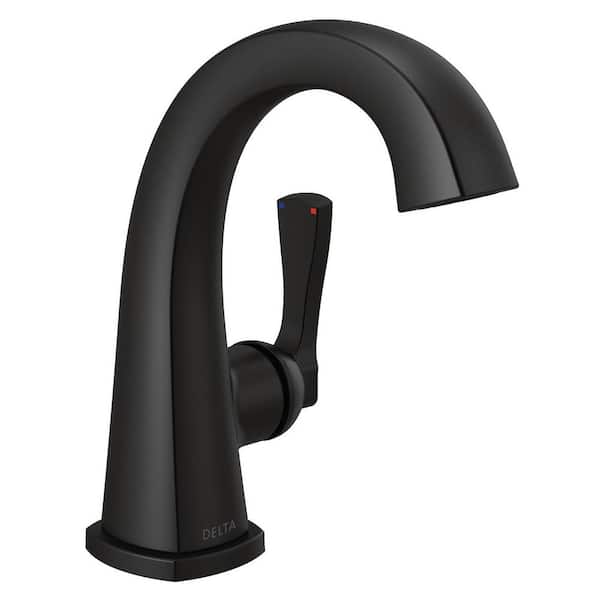 Delta Stryke Single Handle Single Hole Bathroom Faucet with Metal Pop-Up Assembly in Matte Black