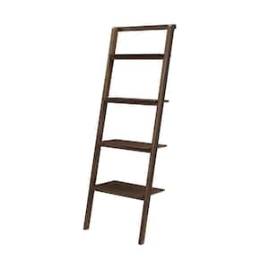 Currant 70.1 in. Black Walnut Bamboo 4-Shelf Ladder Bookcase