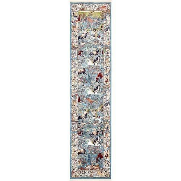 Unique Loom Narenj Birmingham Blue 3' 0 x 13' 0 Runner Rug