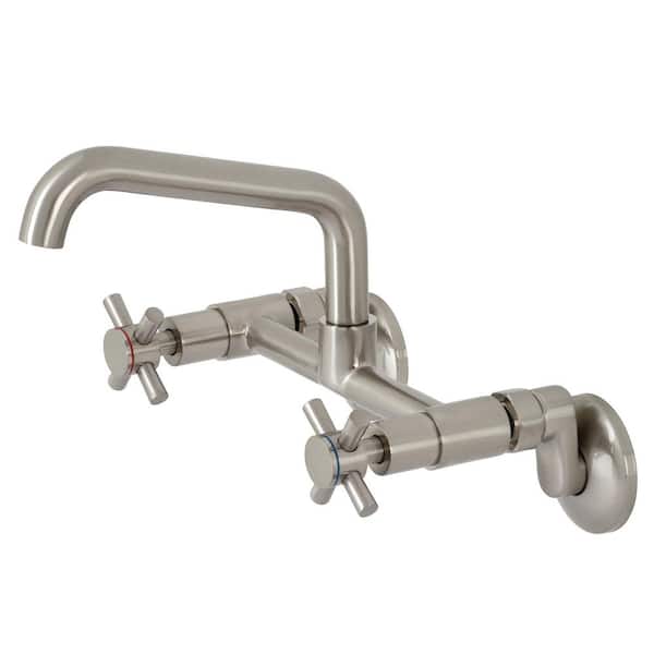 Kingston Brass Concord 2-Handle Wall-Mount Kitchen Faucet in Brushed Nickel
