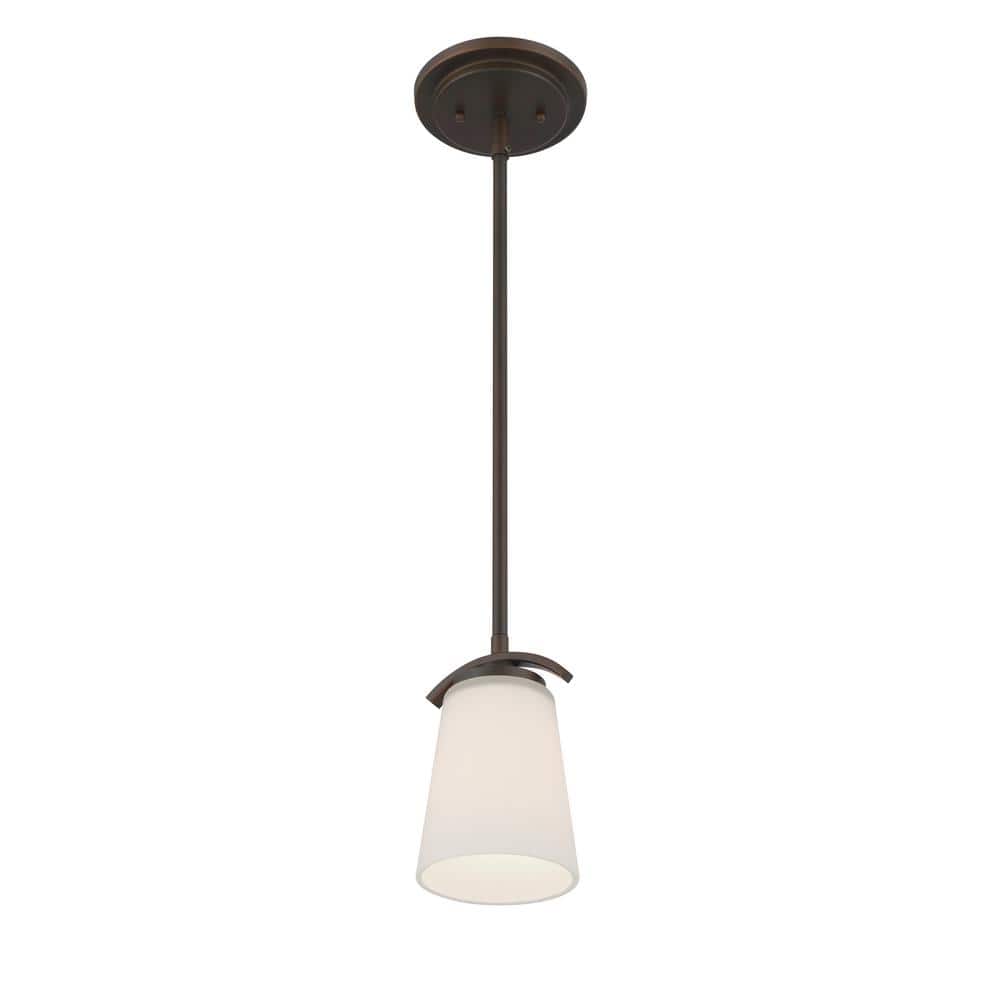 Vintage Bronze Mini Pendant with Etched White Glass Shade