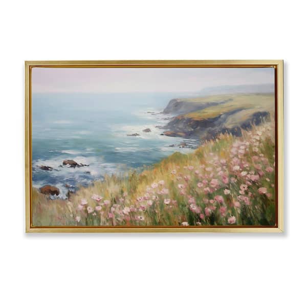 Stupell Industries Pink Wildflower View by LSR Design Studio Gold Floater Frame Nature Graphic Art Print 17 in. x 25 in.