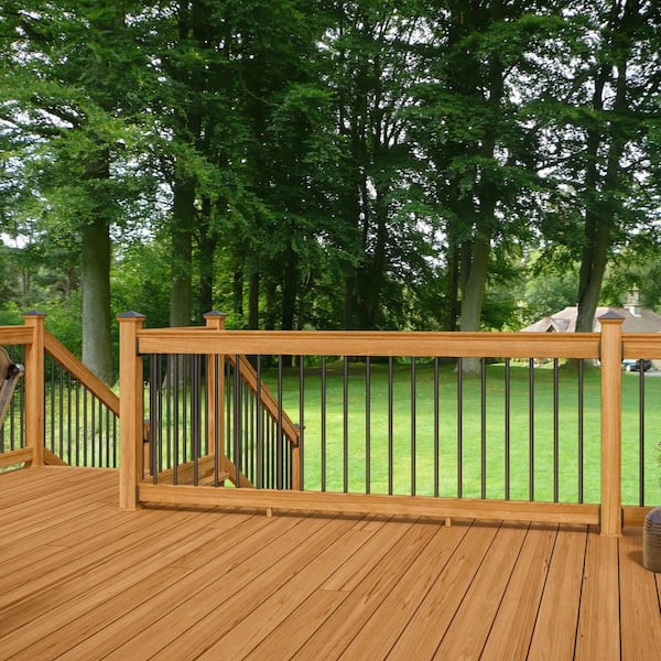 8 ft. Aluminum Cedar-Tone Southern Yellow Pine Deck Railing Kit