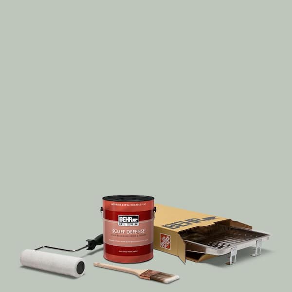 BEHR 1 gal. #N410-3 Riverdale Ultra Extra Durable Flat Interior Paint and 5-Piece Wooster Set All-in-One Project Kit