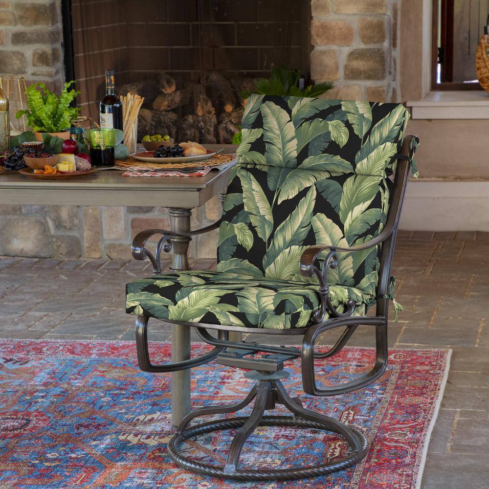 Onyx Cebu Tropical Leaf Pattern Outdoor Dining Chair Cushion