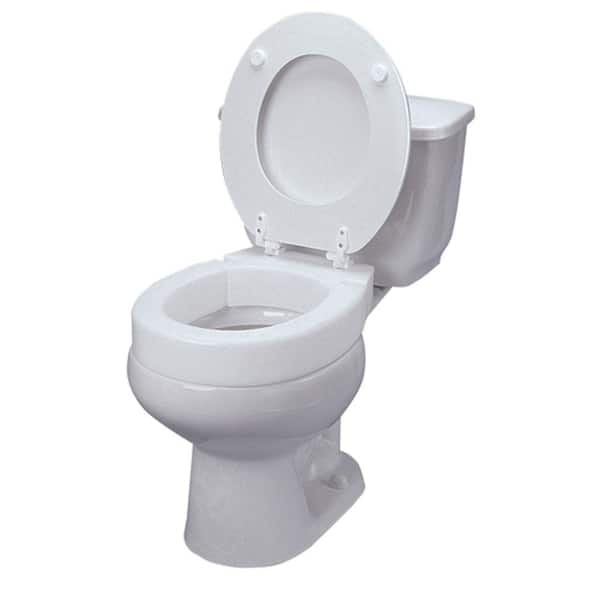 DMI Hinged Elevated Toilet Seat, Elongated Size, With Hardware Kit In White