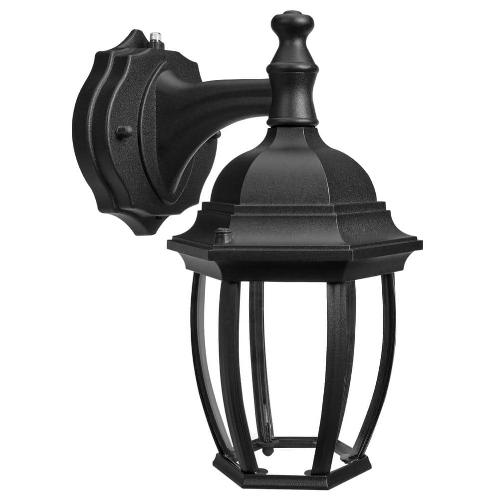 Maxxima Led Outdoor Wall Light Black With Clear Glass Dusk To Dawn Sensor 830 Lumens 3 Cct